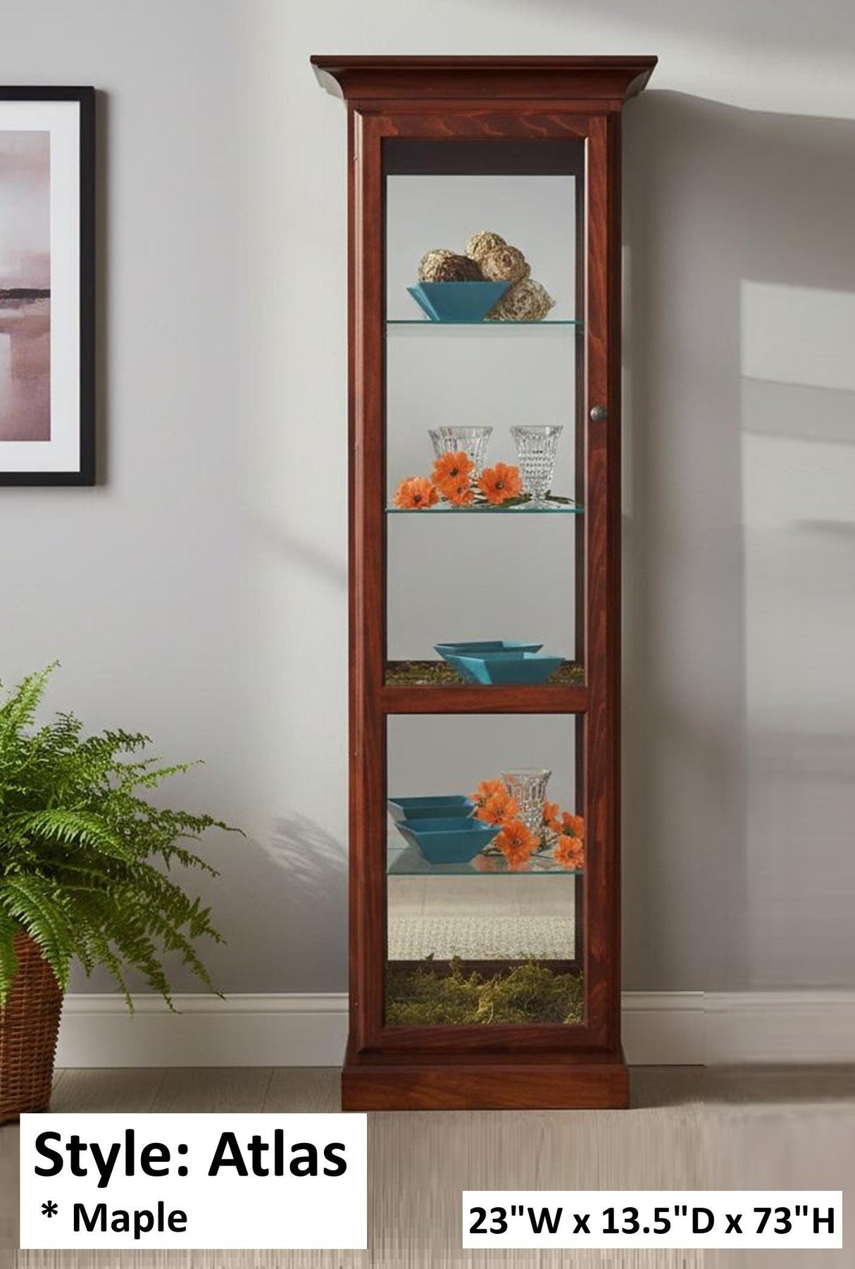 Amish Handmade Glass Cabinet - Display Cabinet - Tall Curio - China Display -Modern Home Decor - Multipurpose Cabinet - Rustic