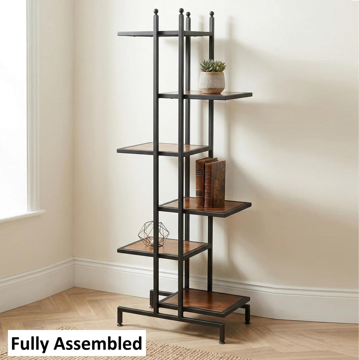 Amish Handmade Fully Assembled Large Display Stand - Metal Wooden Organizer - Display Rack - Metal Frame Shelf - Plant Stand - Living Room