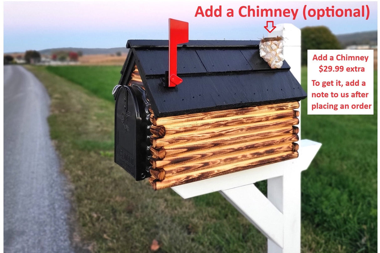 Log Cabin Amish Mailbox Handmade Wooden With Cedar Shake Roof and Metal Box Insert - Barn Mailboxes Wood