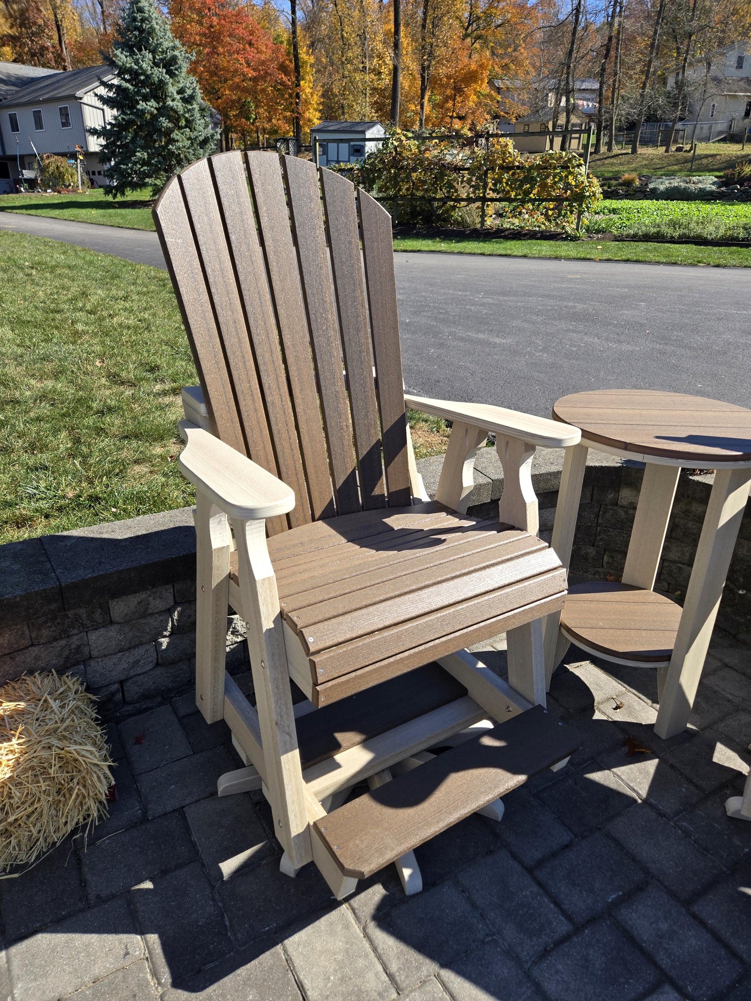 Amish Handmade Patio Set - 2 Swivel Chairs and Table - Adirondack - Pub Table - Outdoor Dining Table Set - Amish Chair Set - Furniture Set