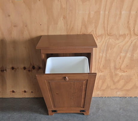 Amish Handmade Pine Tilt-Out Trash Bin: Farmhouse Kitchen Cabinet