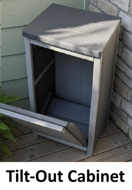 Amish Handmade Poly Tilt-Out Trash Bin, Trash Cabinet, Recycling Bin, Weather Resistant, Waste Bin, Patio, Outdoor Decor, Garbage, Backyard
