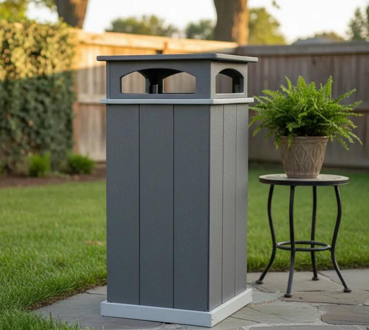 Amish Handmade Poly Trash Bin, Trash Cabinet, Recycling Bin, Weather Resistant, Waste Bin, Patio, Outdoor Decor, Garbage Can, Backyard