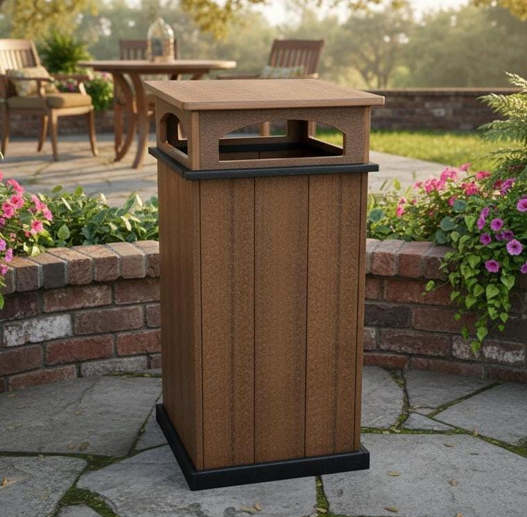 Amish Handmade Poly Trash Bin, Trash Cabinet, Recycling Bin, Weather Resistant, Waste Bin, Patio, Outdoor Decor, Garbage Can, Backyard