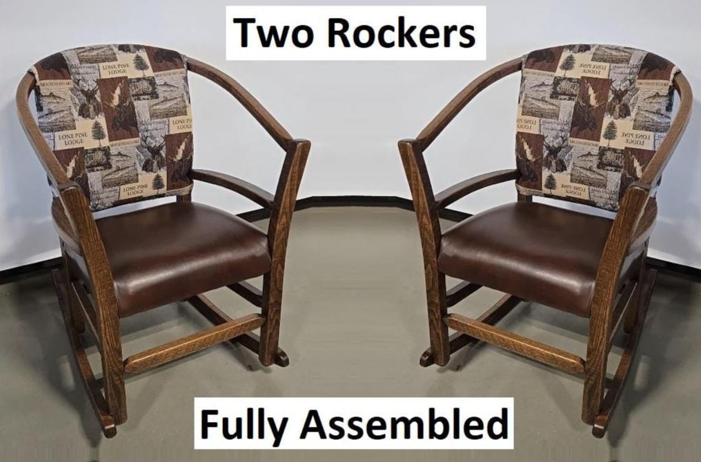 Amish Handmade 2 Rocking Chairs - Furniture - Hooper - Oak - Upholster ...