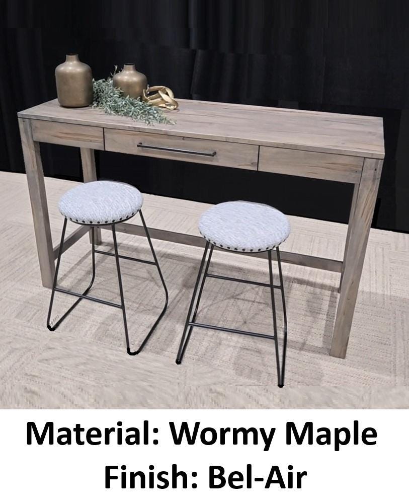 Amish Handmade Table Set with Bar Stools - Home Décor - Farmhouse Furniture - Primitive - Living Room - Organizer - Drawer - Case Goods