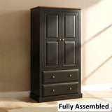 Amish Handmade Wardrobe Cabinet - Large Cabinet with Hanging Rod - Multipurpose Cabinet - With Drawers - Rustic Farmhouse Storage Home Decor