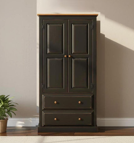 Amish Handmade Wardrobe Cabinet - Large Cabinet with Hanging Rod - Multipurpose Cabinet - With Drawers - Rustic Farmhouse Storage Home Decor