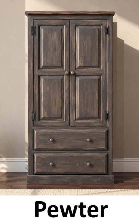 Amish Handmade Wardrobe Cabinet - Large Cabinet with Hanging Rod - Multipurpose Cabinet - With Drawers - Rustic Farmhouse Storage Home Decor