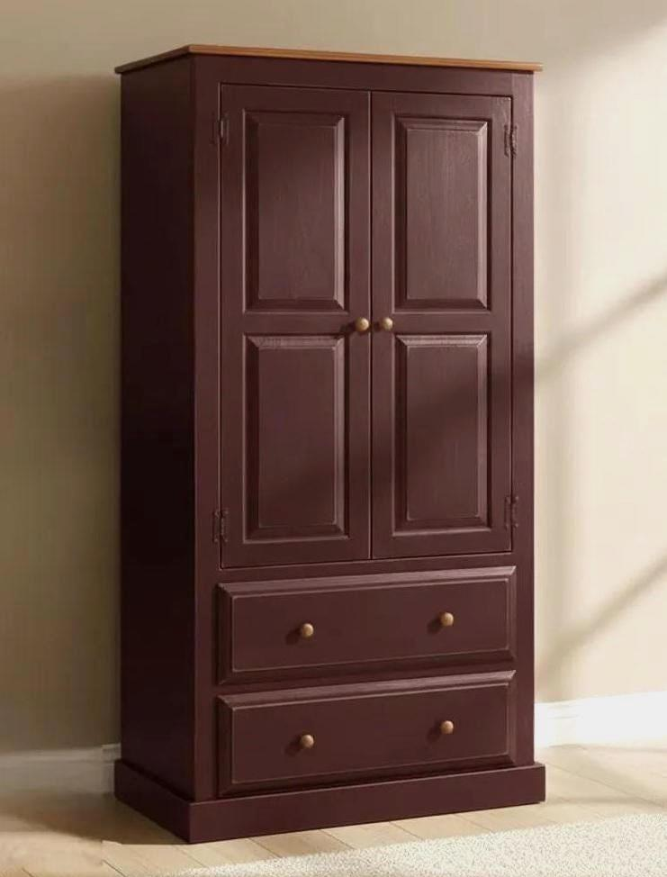 Amish Handmade Wardrobe Cabinet - Large Cabinet with Hanging Rod - Multipurpose Cabinet - With Drawers - Rustic Farmhouse Storage Home Decor