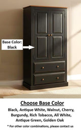 Amish Handmade Wardrobe Cabinet - Large Cabinet with Hanging Rod - Multipurpose Cabinet - With Drawers - Rustic Farmhouse Storage Home Decor