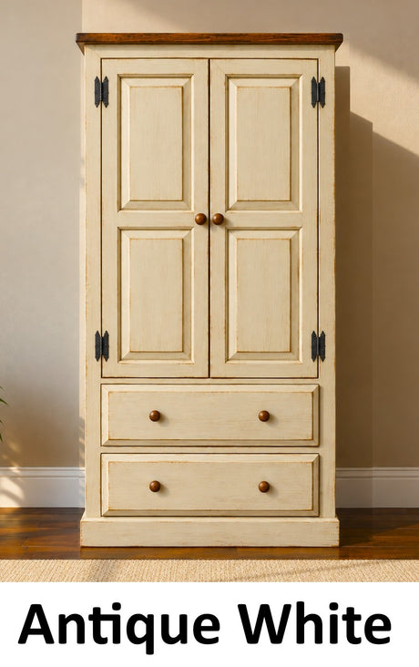 Amish Handmade Wardrobe Cabinet - Large Cabinet with Hanging Rod - Multipurpose Cabinet - With Drawers - Rustic Farmhouse Storage Home Decor