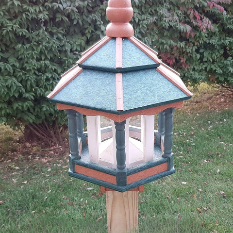 X- Large Gazebo Bird Feeder - Amish Handmade - Poly Lumber Weather Resistant - Large Feeding Opening - Bird Lovers - Feeder For Outdoors