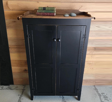 Amish Handmade Pine Cabinet: Rustic Bordered Countertop, Farmhouse Furniture