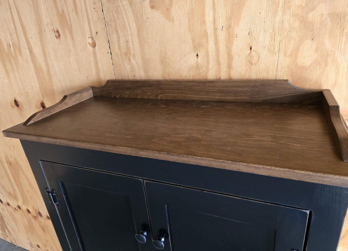 Amish Handmade Pine Cabinet: Rustic Bordered Countertop, Farmhouse Furniture