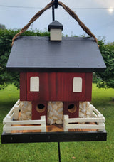 Hanging Bird House - 2 Nesting Compartments - Amish Handmade - Wooden - Birdhouse Outdoor