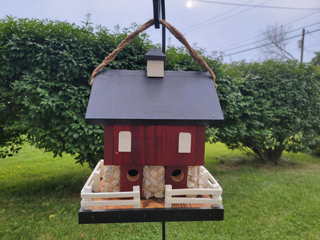 Hanging Bird House - 2 Nesting Compartments - Amish Handmade - Wooden - Birdhouse Outdoor