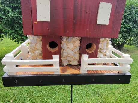 Hanging Bird House - 2 Nesting Compartments - Amish Handmade - Wooden - Birdhouse Outdoor