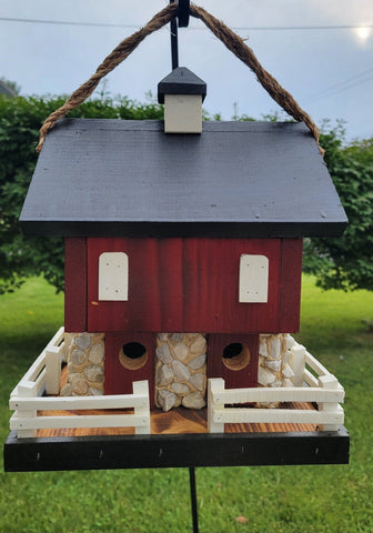 Hanging Bird House - 2 Nesting Compartments - Amish Handmade - Wooden - Birdhouse Outdoor