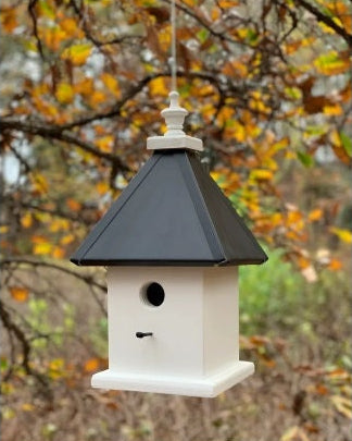 Bird House - 1 Nesting Compartment - Hanging - Handmade - Aluminum Roof - Weather Resistant - Birdhouse Outdoor