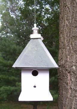 Bird House - 1 Nesting Compartment - Hanging - Handmade - Aluminum Roof - Weather Resistant - Birdhouse Outdoor