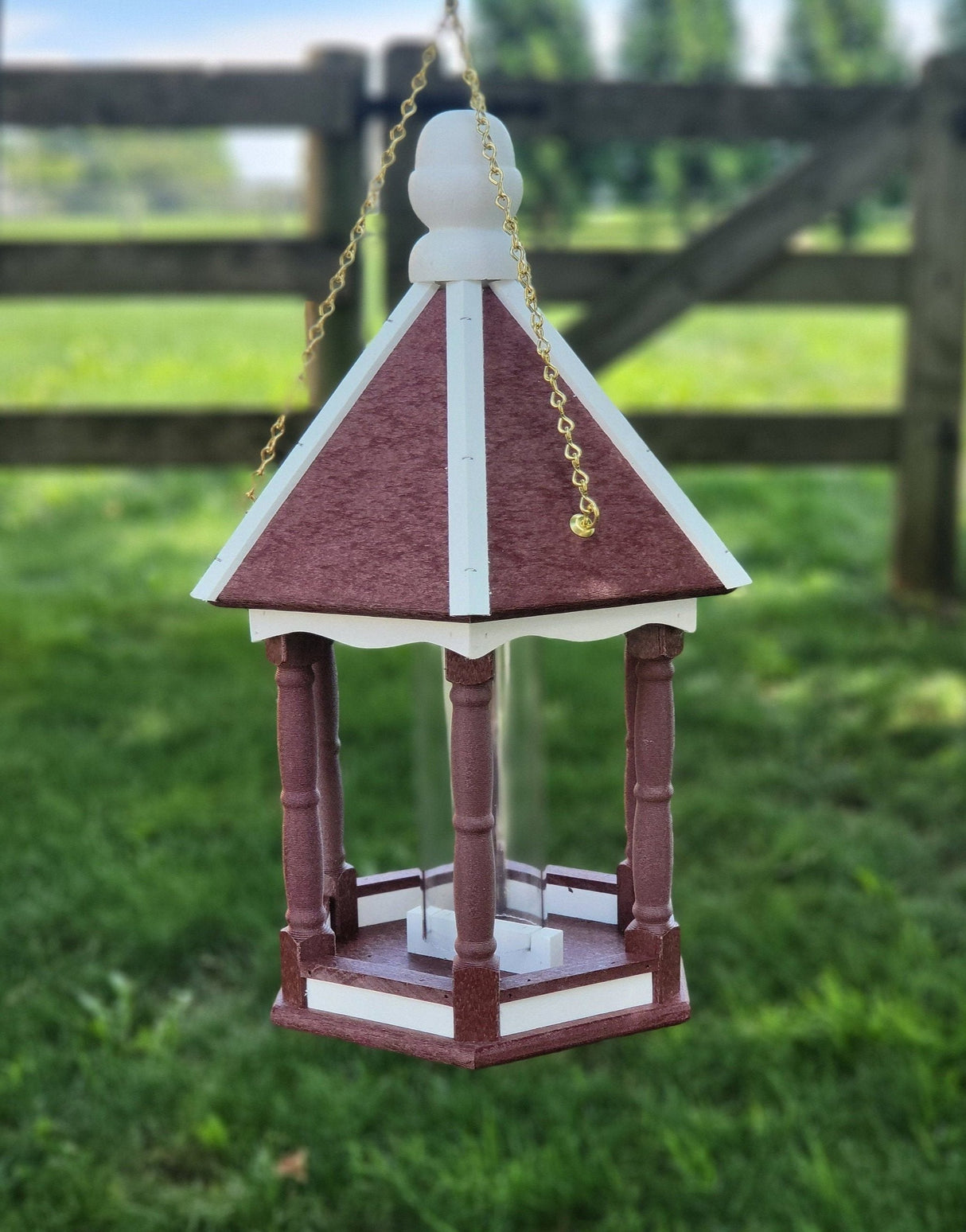 Hanging Bird Feeder - Poly Lumber - Amish Handmade - Weather Resistant - Premium Feeding Tube - Bird Feeder For Outdoors