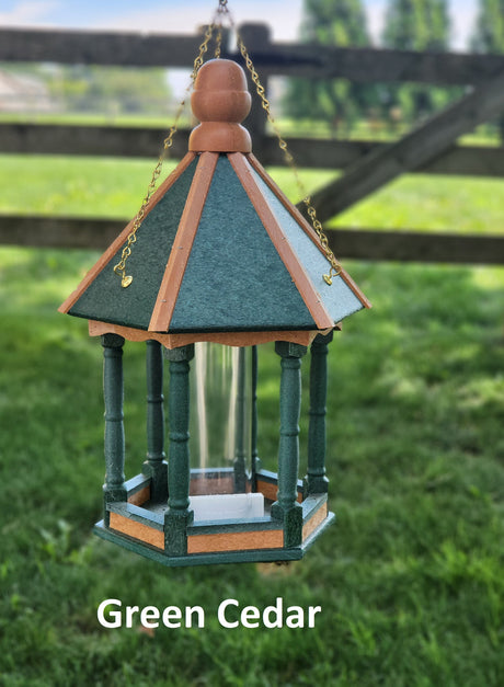 Hanging Bird Feeder - Poly Lumber - Amish Handmade - Weather Resistant - Premium Feeding Tube - Bird Feeder For Outdoors