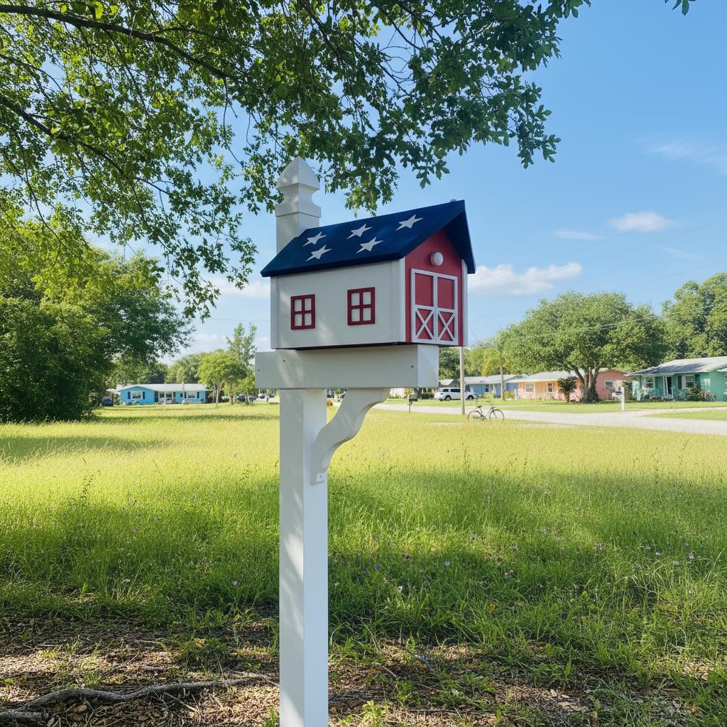 Amish Handmade Mailbox Independence Day Special! 250th Anniversary Mailbox with Post Barn Style Mailbox Poly American Flag Mailbox Primitive