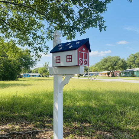 Amish Handmade Mailbox Independence Day Special! 250th Anniversary Mailbox with Post Barn Style Mailbox Poly American Flag Mailbox Primitive