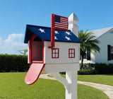 Amish Handmade Mailbox Independence Day Special! 250th Anniversary Mailbox with Post Barn Style Mailbox Poly American Flag Mailbox Primitive