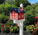 Amish Handmade Mailbox Independence Day Special! 250th Anniversary Mailbox with Post Barn Style Mailbox Poly American Flag Mailbox Primitive