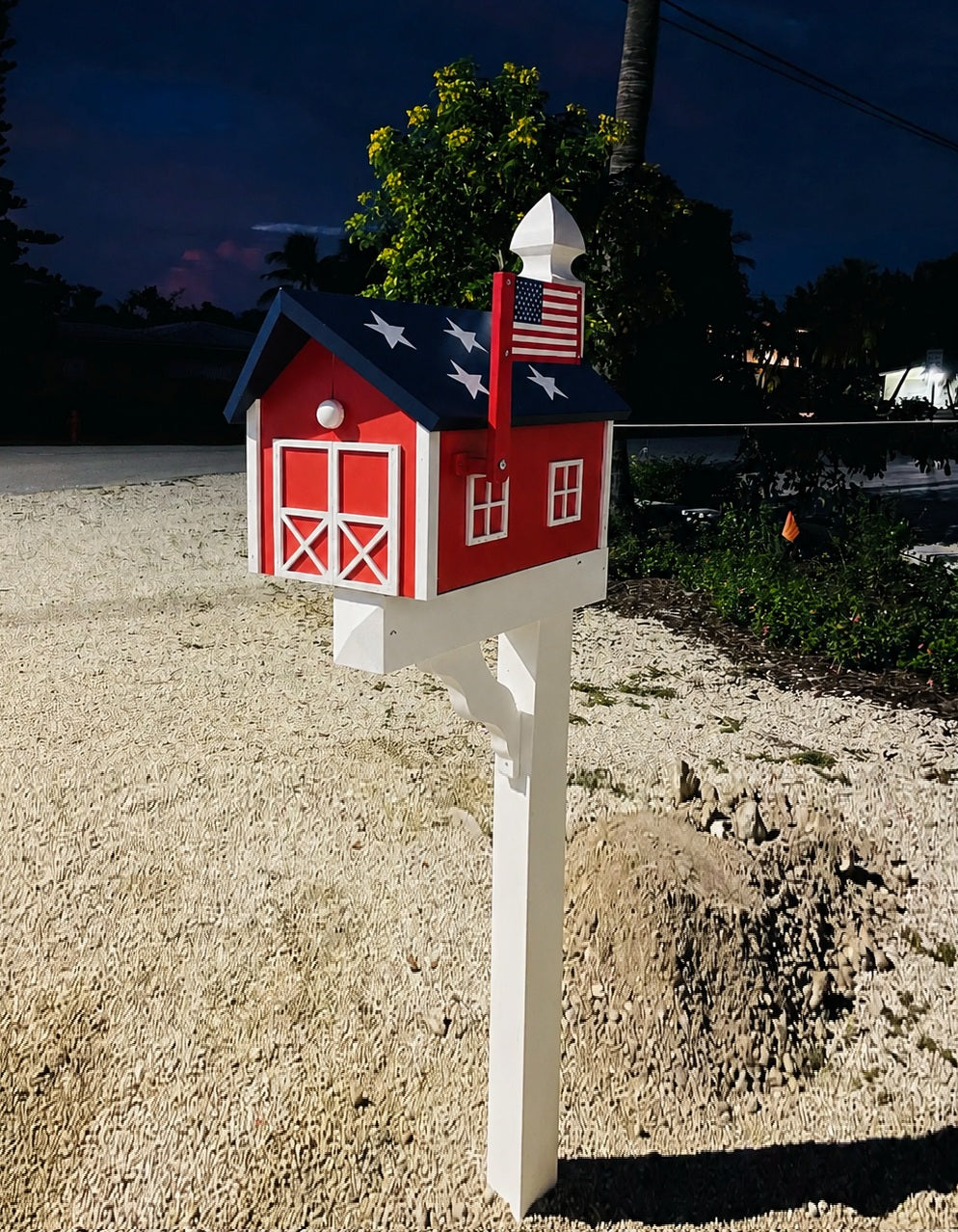 Amish Handmade Mailbox Independence Day Special! 250th Anniversary Mailbox with Post Barn Style Mailbox Poly American Flag Mailbox Primitive