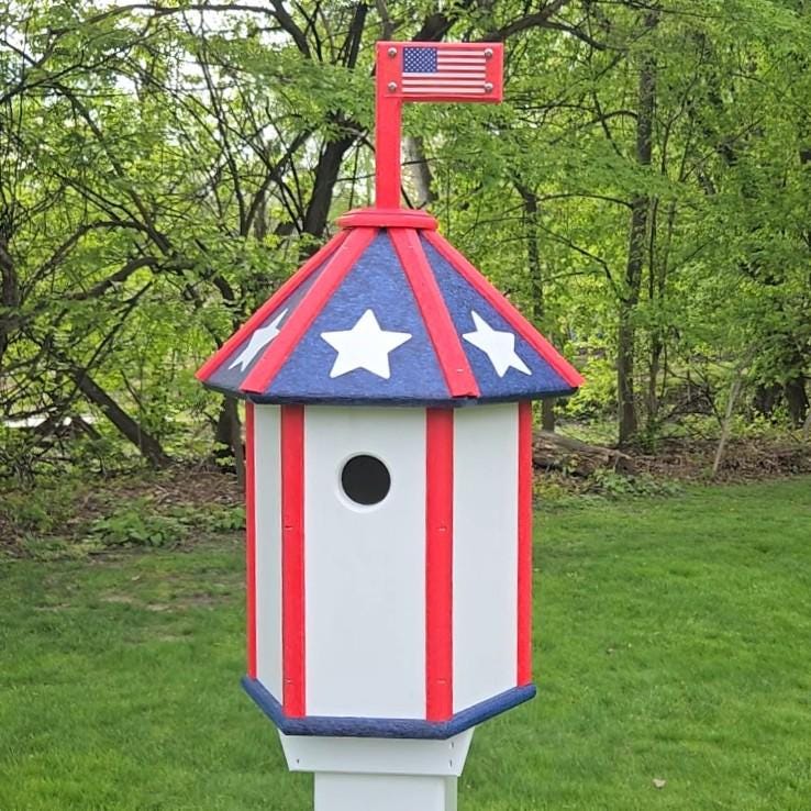 Amish Handmade Birdhouse Independence Day Special! 250th Anniversary, Weather-Resistant Gifts Bird Lovers Bird Houses Bird Feeder Holiday
