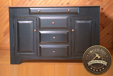 Kitchen Island - Amish Handmade - Multipurpose Cabinet - Primitive - Storage - Kitchen Cabinet - Rustic- Case Goods - Home - Fully Assembled