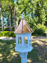 Load image into Gallery viewer, Large Bird Feeder Copper Roof, 8 Sided Octagon, Premium Feeding Tube, Roof Options
