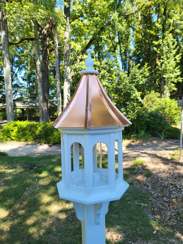 Large Bird Feeder Copper Roof, 8 Sided Octagon, Premium Feeding Tube, Roof Options