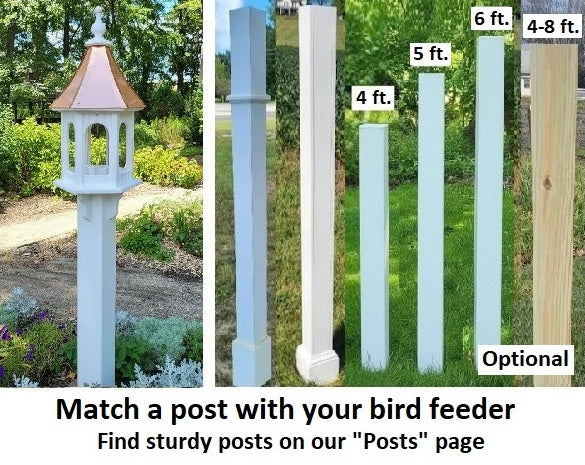 Poly Lumber Bird Feeder Amish Handmade Weather Resistant - Bird Lovers - Premium Feeding Tube -Post Mounted / Hanging Bird Feeders Outdoors