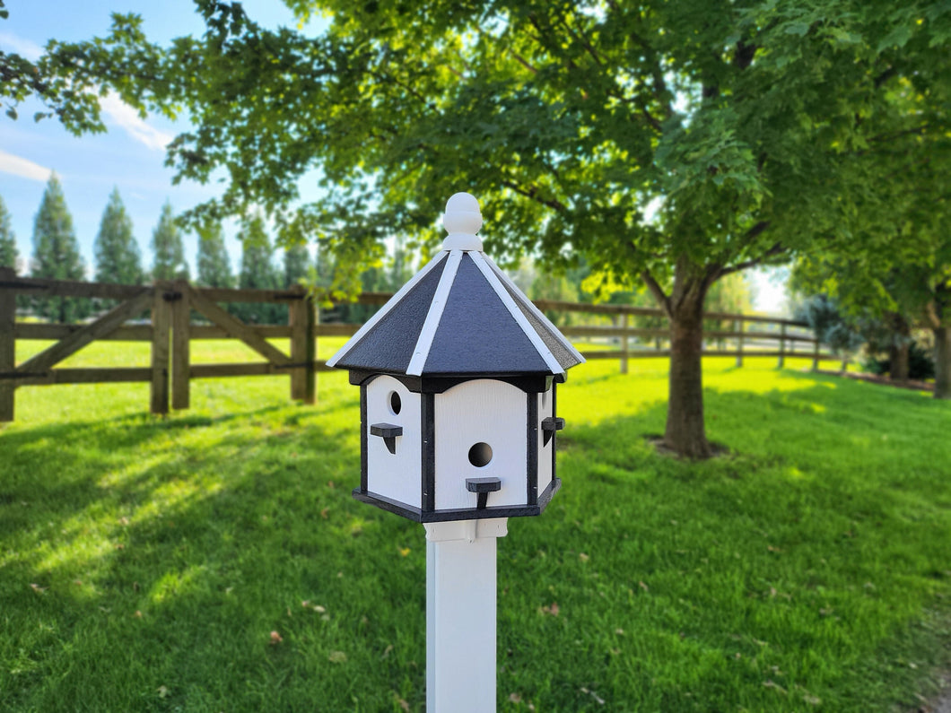 X-Large Bird House - 6 Nesting Compartments - Amish Handmade - Weather Resistant - Made of Poly Lumber - Birdhouse Outdoor