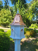 Extra Large Octagon Shape Birdhouse With Bell Copper Roof, Amish Handmade, 4 Nesting Compartments, Weather Resistant Birdhouses