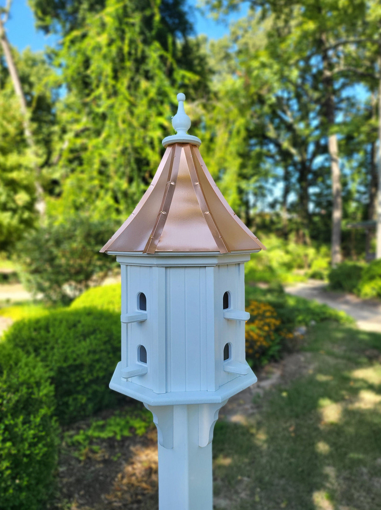 Extra Large Octagon Shape Birdhouse With Copper Roof, Amish Handmade, 8 Nesting Compartments, Outdoor Birdhouse, Weather Resistant