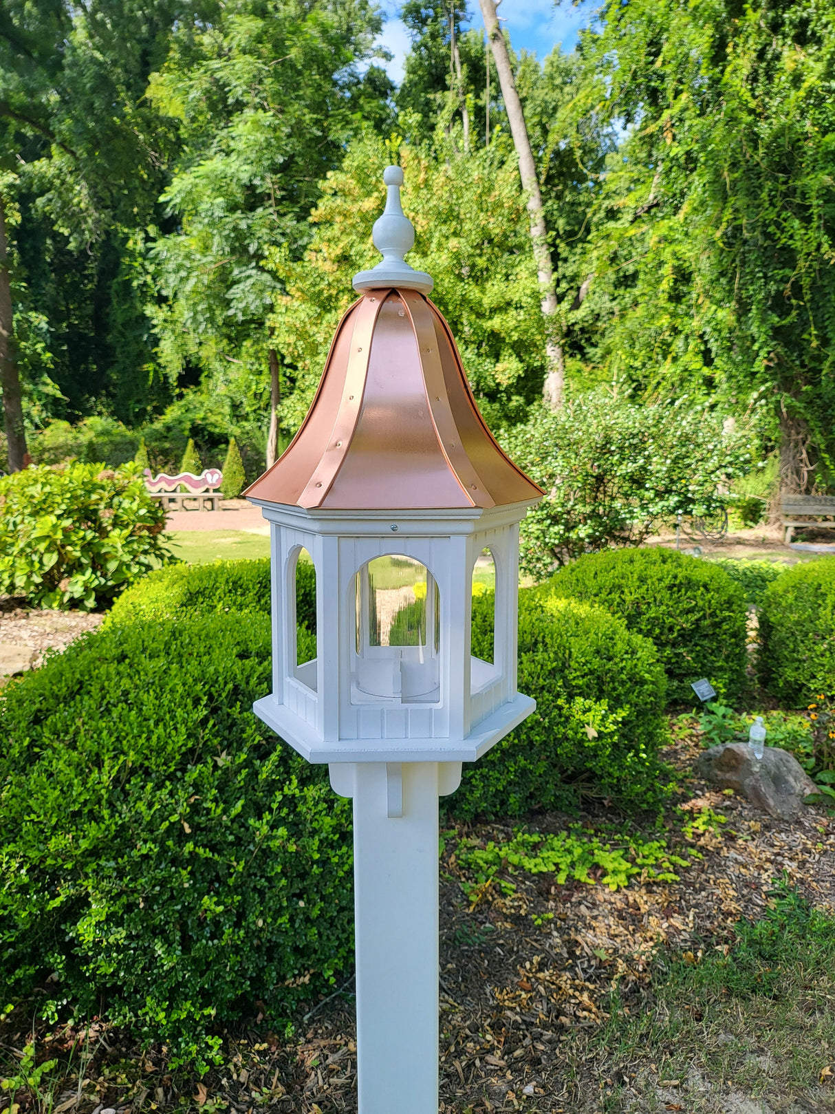 Bird Feeder Copper Roof Large, 6 Sided, Bell Shaped Roof, Premium Feeding Tube