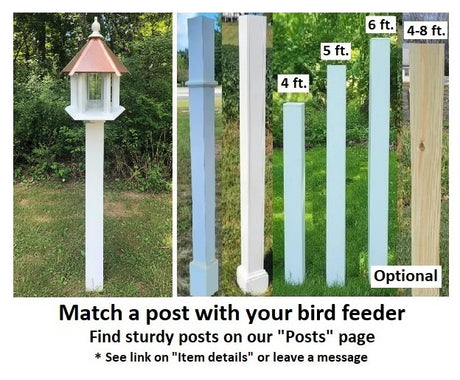 Amish Handmade Bird Feeder - Large Gazebo - Vinyl PVC Weather Resistant - Choose Roof Color