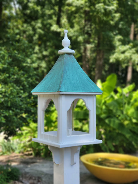 Bird Feeder With Copper Roof, Large, Square Design, Premium Feeding Tube