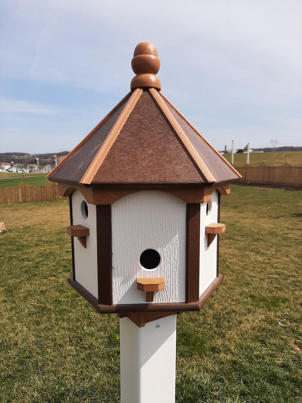 Birdhouse Amish Made X-Large Poly With 6 Nesting Compartments, Weather Resistant Birdhouse Outdoor