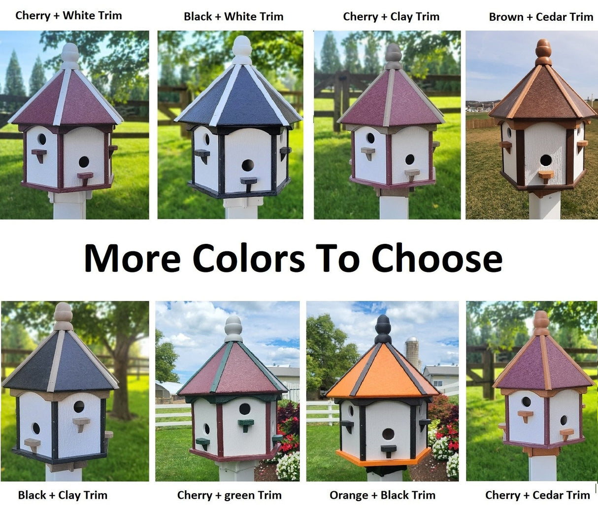 Birdhouse Amish Made X-Large Poly With 6 Nesting Compartments, Weather Resistant Birdhouse Outdoor