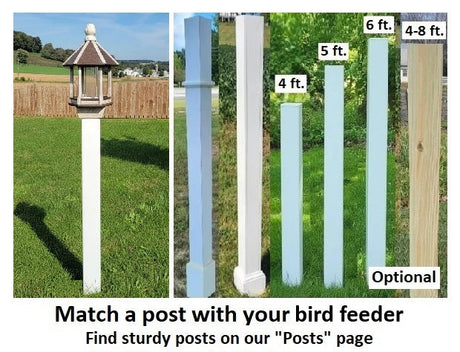 Poly Lumber Bird Feeder Amish Handmade Weather Resistant - Bird Lovers - Premium Feeding Tube -Post Mounted / Hanging Bird Feeders Outdoors