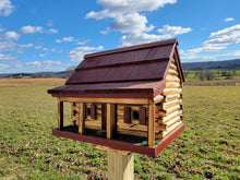 Load image into Gallery viewer, Log Cabin Birdhouse, Amish Handmade, 3 Nesting Compartments, With Cedar Roof
