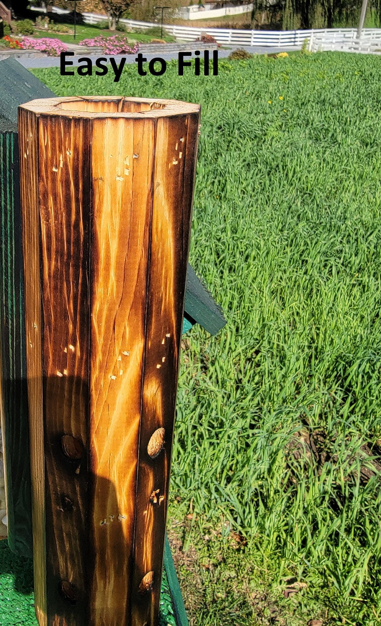 Log Cabin Barn Bird Feeders Amish Handmade, With Cedar Roof, Silo and White Stones, Extra Large Handcrafted Amish Double Bird Feeders