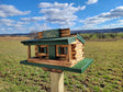 Log Cabin Bird Feeder Amish Handmade, Country Store Design, Multi Colors, Optional Custom Sign, Made of Pine With Cedar Roof