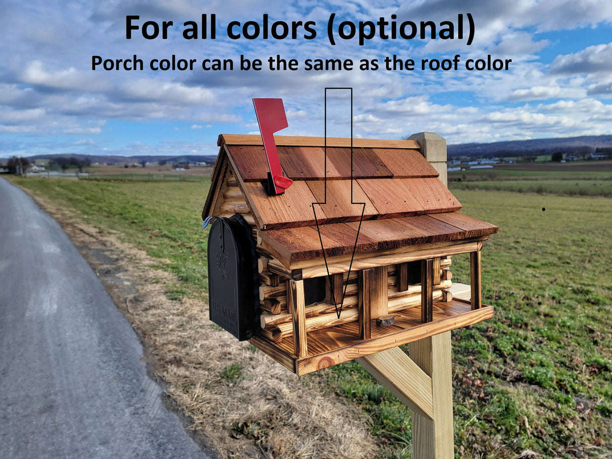 Amish Mailbox - Handmade - Log Cabin Style - Wooden with Metal USPS Approved Mailbox Outdoor - Animal Shape + Cabins